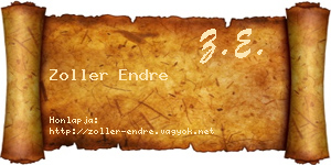 Zoller Endre névjegykártya
